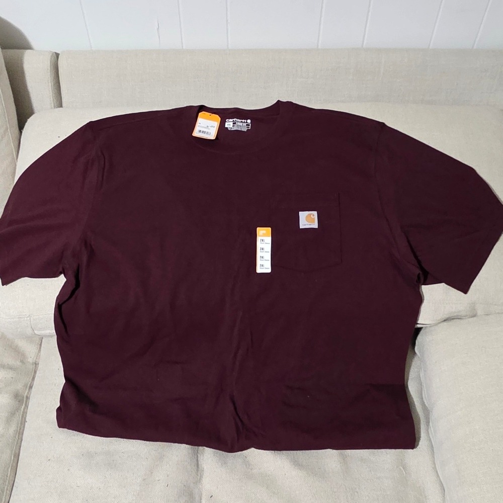 Carhartt K87 Mens Loose Fit Heavyweight Short Sleeve Pocket T-Shirt Port 2XL NWT - Picture 4 of 4